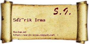 Sárik Irma névjegykártya